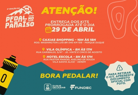 PEDAL NO PARAÍSO ENTREGA DOS KITS FOI PRORROGADA, INSCRITOS